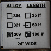 Load image into Gallery viewer, 100&#39; Type 309 Stainless Steel Tool Wrap 100&#39; x 24&quot; x .002 - Tool Wrap