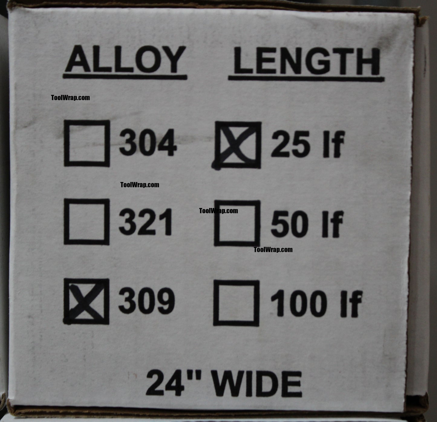 25' Type 309 Stainless Steel Tool Wrap 25' x 24" x .002 - Tool Wrap
