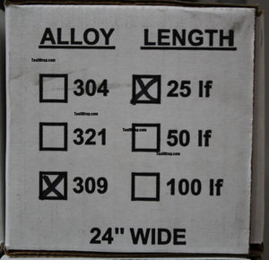 25' Type 309 Stainless Steel Tool Wrap 25' x 24" x .002 - Tool Wrap