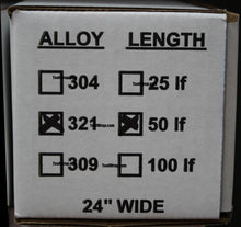 Load image into Gallery viewer, 50&#39; Type 321 Stainless Steel Tool Wrap 50&#39; x 24&quot; x .002 - Tool Wrap